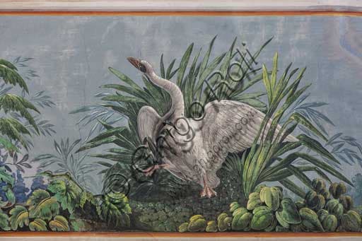 Detail of the fresco with a swan on the vault of the Birds Room, Palace of the Normans (Palermo)
