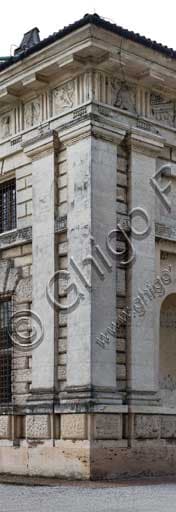Architectural detail of the northern and eastern corner of Palazzo Te in Mantua