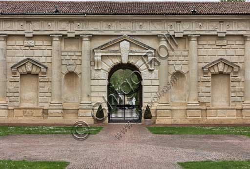 View of the Honour Courtyard at Palazzo Te in Mantua towards the west entrance