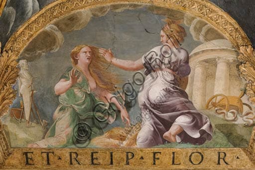 Frescoed lunette by Giulio Romano depicting Psyche and Ceres, Palazzo Te Mantua