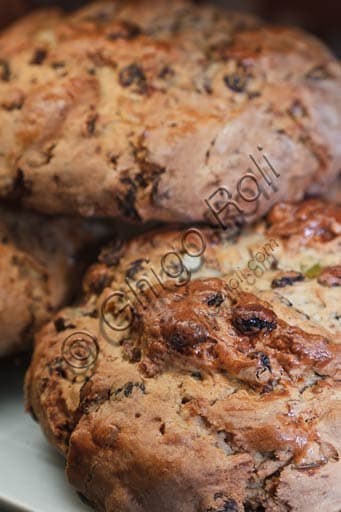 Traditional Genoese Pandolce on a wooden board, classic Ligurian sweet bread