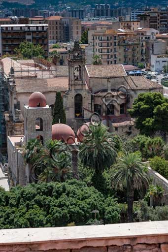 Panorama di Palermo dalla Torre di Porta Nuova con Chiesa di San Giovanni degli Eremiti al centro