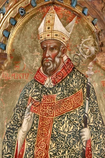 Dettaglio del dipinto di Paolo Veneziano: San Biagio nel polittico gotico del 1355, Palazzo Venezia Roma