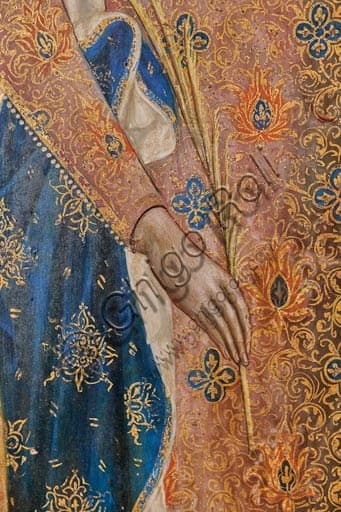 Dettaglio del polittico di Paolo Veneziano: Santa Caterina d'Alessandria con ramo di palma, Pinacoteca San Severino Marche