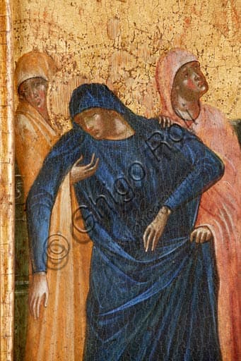 Dettaglio della Vergine Maria nel Polittico della Crocifissione di Paolo Veneziano, Museo della Cattedrale di Rab