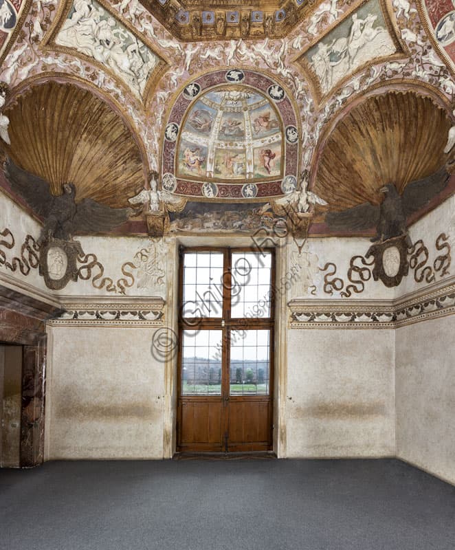 View of the Eastern wall of the Phaeton's Chamber (Chamber of the Eagles) at Palazzo Te, Mantua