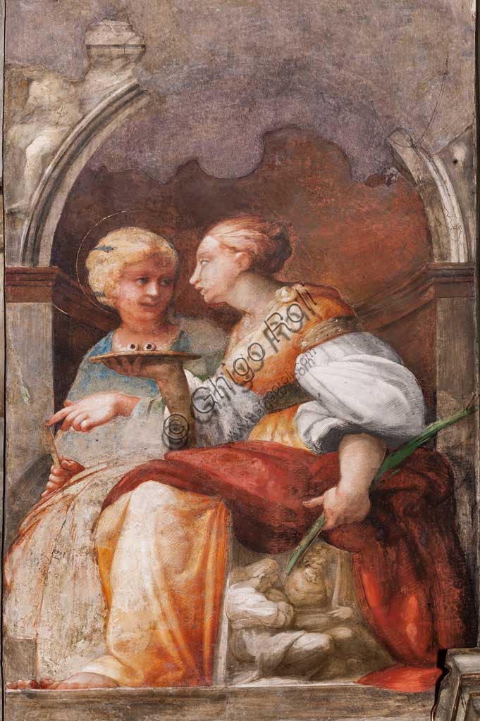 Affresco Santa Lucia e Sant'Apollonia di Parmigianino, Chiesa San Giovanni Evangelista Parma