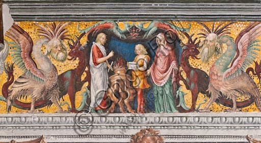 Detail fresco of the Gemini zodiac sign by Giovan Maria Falconetto, Chamber of the Zodiac, Palazzo D'Arco Mantua