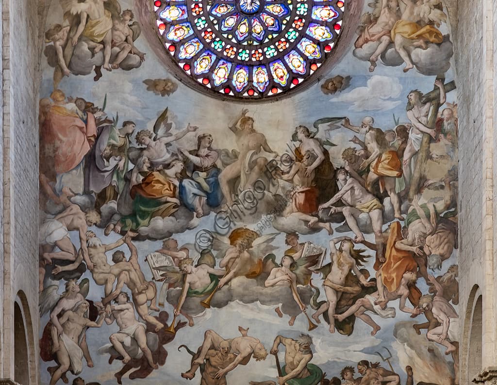 Detail of the Last Judgement fresco by Ferraù Fenzoni, counterfaçade of Todi Cathedral