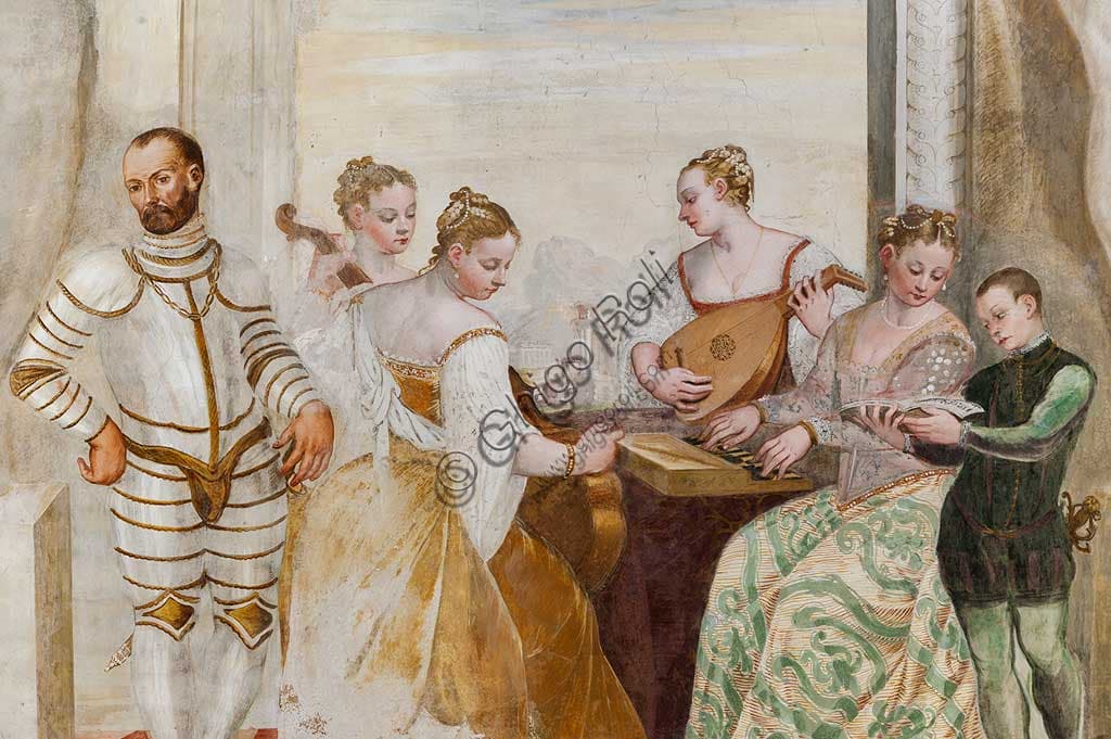 Detail of the fresco The Concert by Giovanni Antonio Fasolo, Villa Caldogno