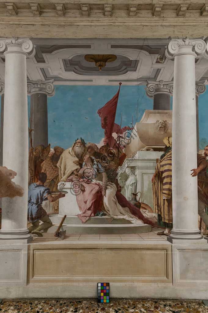 Detail fresco The Sacrifice of Iphigenia, Giambattista Tiepolo, Villa Valmarana ai Nani Vicenza Italy