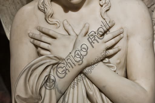 Particolare della scultura dell'Angelo del ciborio di Giuseppe Gagini, 1818-21, nella Cappella Lercari del Duomo di Genova