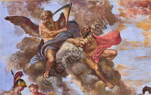 Detail of Apotheosis of Hercules fresco by Giuseppe Velasso, vault of Hercules Hall, Palace of the Normans Palermo