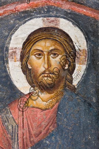 Particolare dell'affresco del Giudizio Universale, Duomo di San Lorenzo Genova, 1312 circa, maestro bizantino