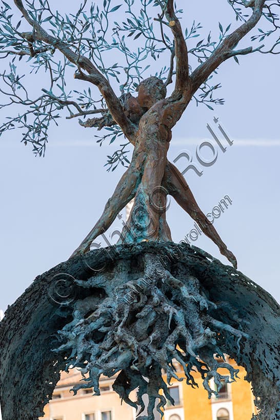 Detail of Andrea Roggi's bronze sculpture Our Roots the Future in Vicenza Italy