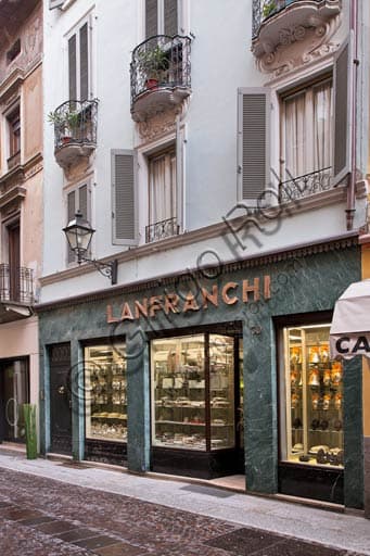 Historic interior of Lanfranchi Pastry Shop on Solferino Street in Cremona
