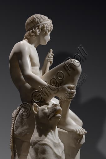 Sculpture The Shepherd Boy by Bertel Thorvaldsen, detail in Carrara marble, 1823-1826