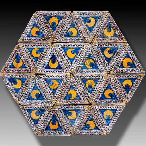 Pavimento in maiolica ambrogette faentina del XVI secolo, Libreria Piccolomini, Duomo di Siena, Toscana