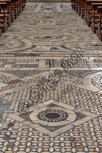 Cosmatesque mosaic floor in marble, porphyry, and serpentine at the Cathedral of Santa Maria Assunta in Spoleto