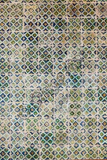 Detail of the 17th-century majolica floor in the Norman Palace, Palermo