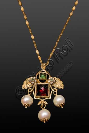 Gold pendant inspired by the Graces from Botticelli's Primavera, Renaissance jewel by Penko Florence