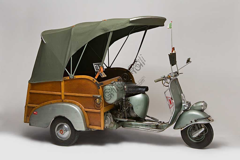1955 Piaggio Ape Calessino preserved vintage scooter with original handlebar radio