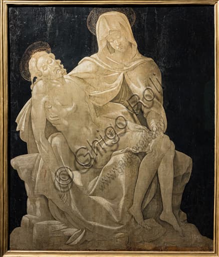Sculpture of the Lamentation depicting the Virgin Mary with Christ, attributed to Michelangelo or Piero d'Argenta
