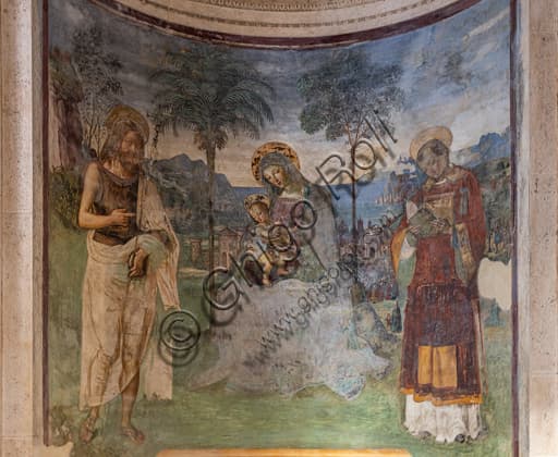 Pinturicchio fresco Madonna and Child, detail in the Eroli Chapel of Spoleto Cathedral