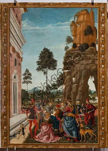 Panel 'St Bernardino calls to life a man' attributed to Pinturicchio, National Gallery of Umbria, Perugia, Renaissance art