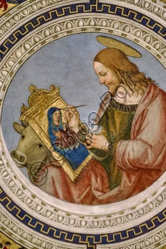 Detail of Saint Luke painting the Virgin, fresco by Pinturicchio in the Basilica of Santa Maria del Popolo, Rome
