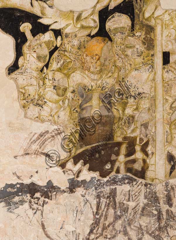 Detail knights fresco Tournament of Louvezerp by Pisanello, Ducal Palace Mantua