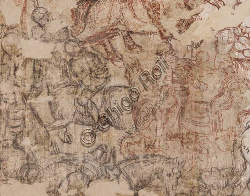 Sinopia detail of Pisanello's Tournament of Knights fresco, Ducal Palace Mantua