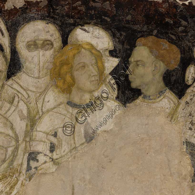 Pisanello, Tournament of Louvezerp: detail with armored knights, detached fresco, Ducal Palace Mantua