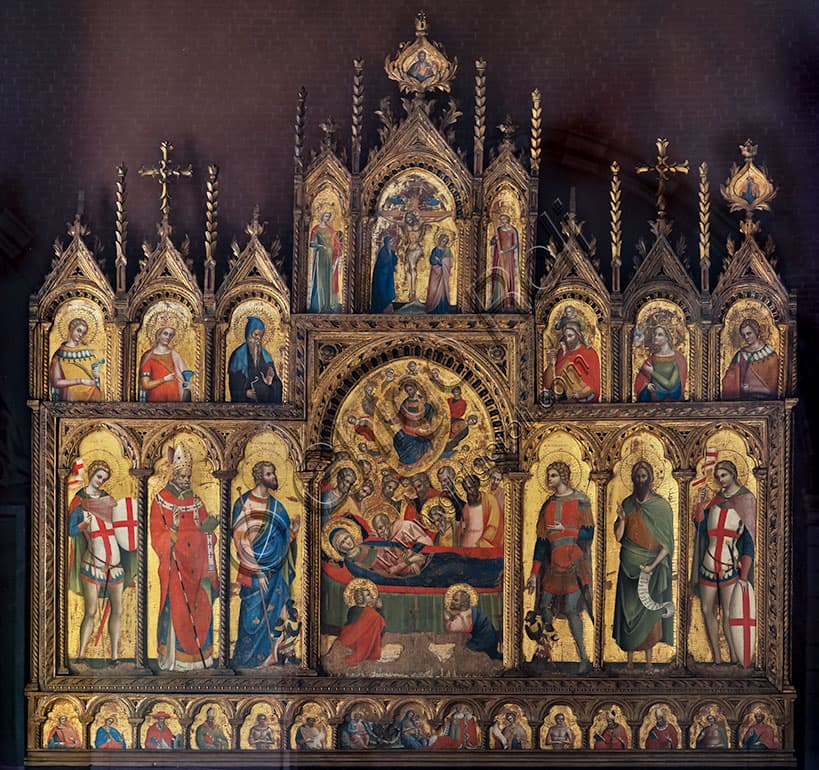 Lorenzo Veneziano Polyptych - Dormitio Virginis and Crucifixion in Vicenza Cathedral