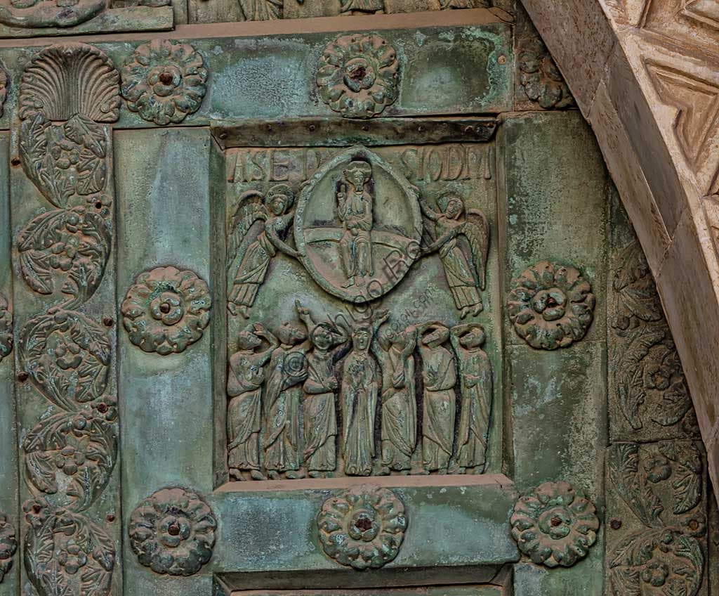 Formella bronzo Ascensione di Cristo Porta Bonanno Pisano Duomo Monreale Palermo