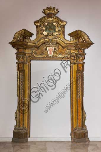 Bourbon golden wood portal at the Royal Palace (Palazzo dei Normanni), Palermo