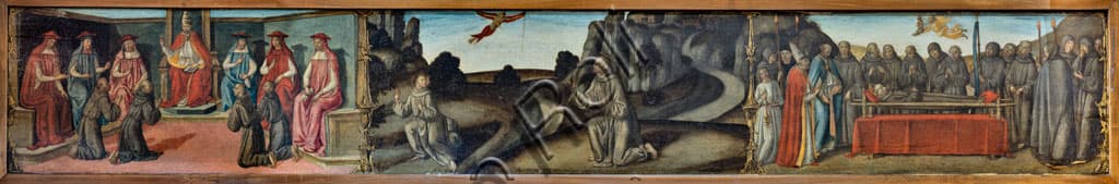 Detail of Cosimo Rosselli's predella with scenes from the Life of Saint Francis, Florence, Church of St. Ambrose