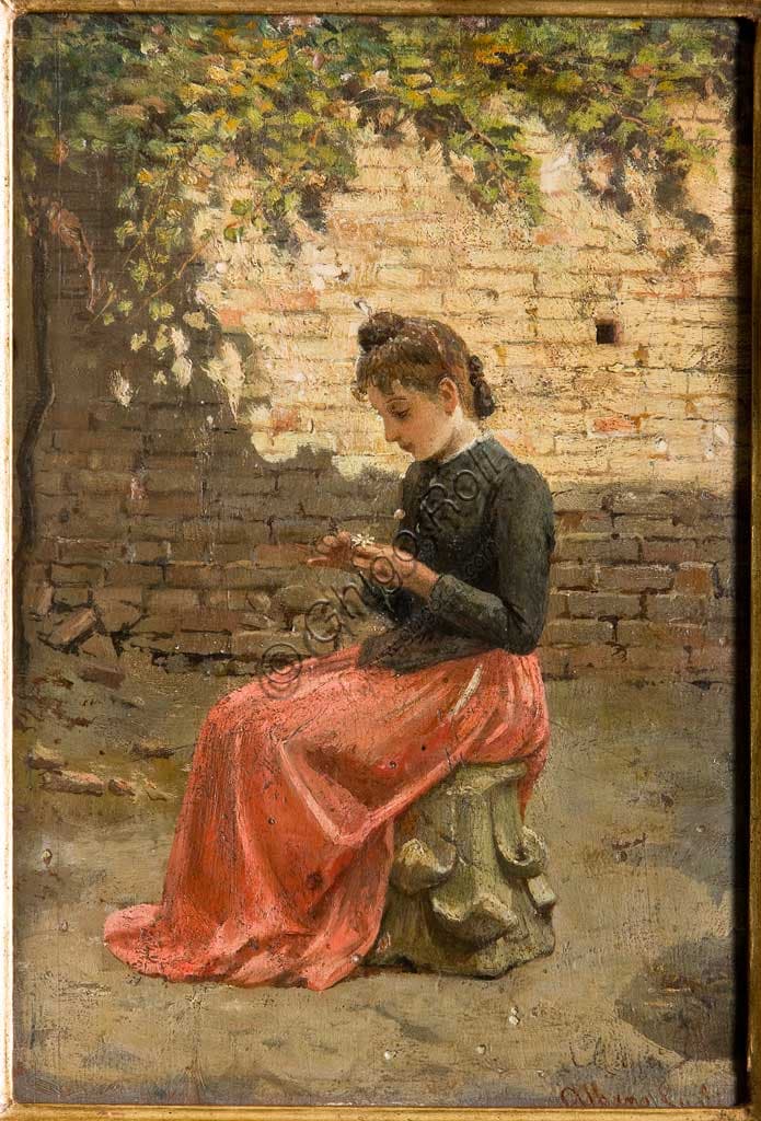 He Loves Me He Loves Me Not painting oil on cardboard Albano Lugli Assicoop Unipol Collection artwork