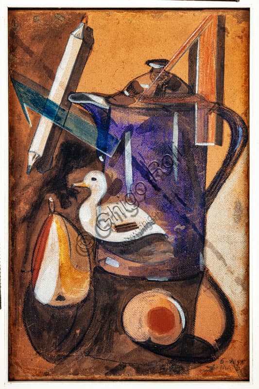 Dipinto Natura morta con numeri di Raffaele De Pisis del 1914
