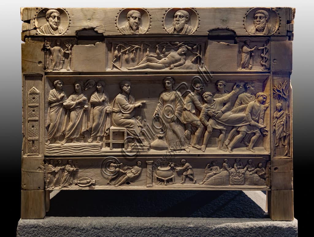 4th-century early Christian ivory reliquary casket with biblical scenes, Santa Giulia Museum, Brescia
