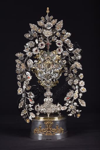 Reliquary of the Virgin's Hair in gilded silver with gems and enamels, Treasury Museum of San Lorenzo Cathedral, Genoa