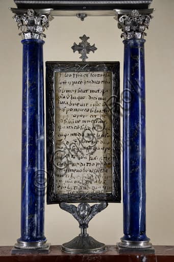 Reliquary displaying the autographed letter from St. Francis of Assisi at Spoleto Cathedral, Santa Maria Assunta