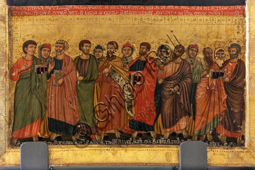 Reliquary with Line of Saints, tempera on panel painting by Master of S. Alò, 14th century, National Museum of the Dukedom of Spoleto
