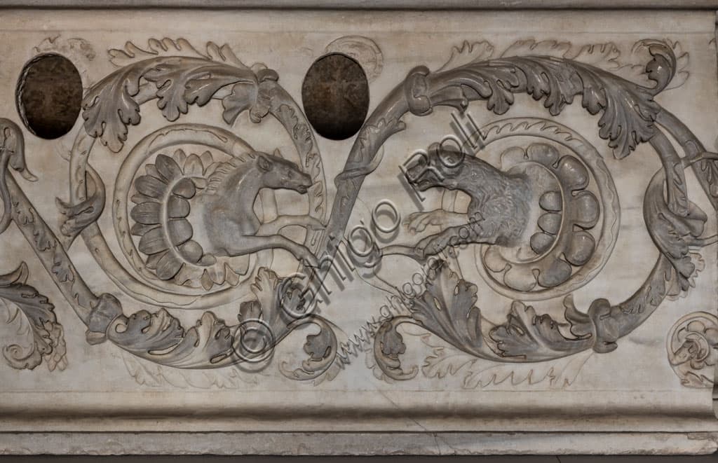 Photograph of the archaeological artifact on display at the Santa Giulia Museum in Brescia, a UNESCO World Heritage site.