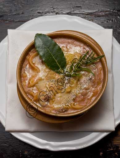 Traditional Pavia pasta and bean soup served at Il Cupolone restaurant