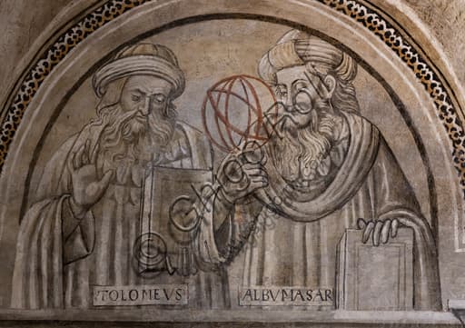 Ritratto a monocromo dei maestri astronomi Abu Maʿshar e Tolomeo, affresco del ciclo nella Libreria Alberi, MODO Orvieto
