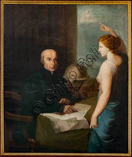 Painting of astronomer Giuseppe Piazzi with Greek goddess allegory, Palace of the Normans, Palermo Astronomical Observatory