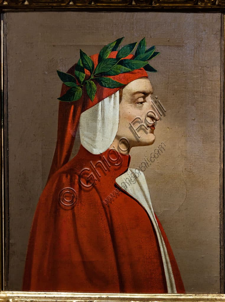 Ritratto di Dante Alighieri, dipinto ad olio su tela del 1858 di attribuzione incerta, opera d'arte