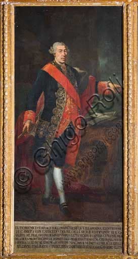 Oil painting portrait of Domenico Caracciolo, Viceroy of Sicily, by artist Gaetano Mangano, Royal Palace of Palermo