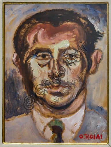 Dipinto Ritratto di Enrico Vallecchi di Ottone Rosai, olio su tela 1954-55, Museo Novecento Firenze